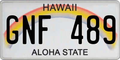 HI license plate GNF489