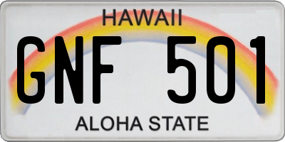 HI license plate GNF501