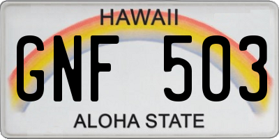 HI license plate GNF503