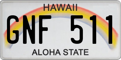 HI license plate GNF511