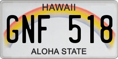 HI license plate GNF518