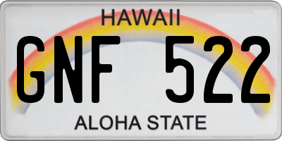 HI license plate GNF522