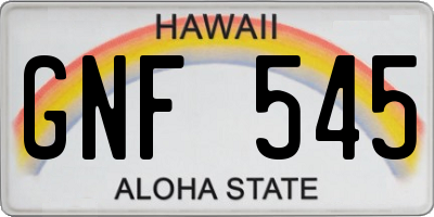 HI license plate GNF545
