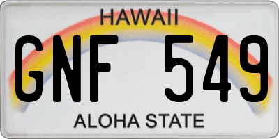 HI license plate GNF549