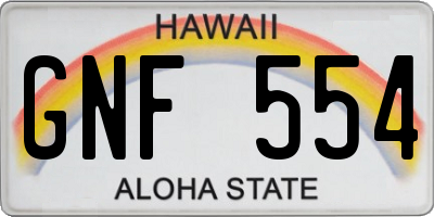 HI license plate GNF554