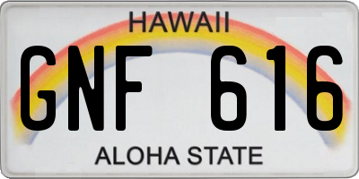 HI license plate GNF616