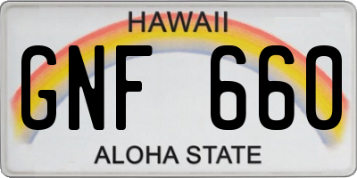 HI license plate GNF660