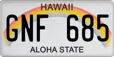 HI license plate GNF685