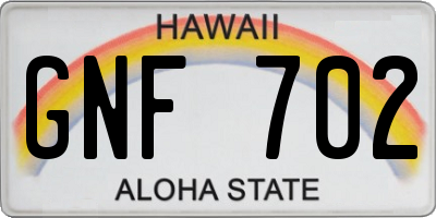 HI license plate GNF702