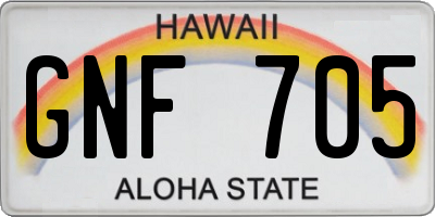 HI license plate GNF705