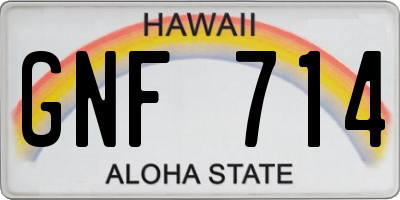 HI license plate GNF714