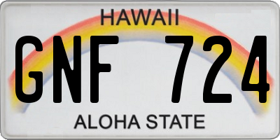 HI license plate GNF724
