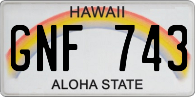 HI license plate GNF743