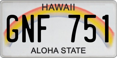 HI license plate GNF751