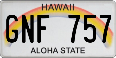 HI license plate GNF757