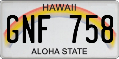 HI license plate GNF758