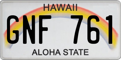 HI license plate GNF761