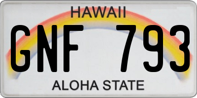 HI license plate GNF793