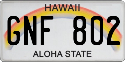 HI license plate GNF802