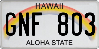 HI license plate GNF803