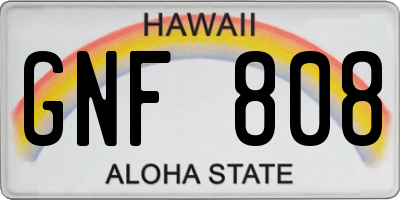 HI license plate GNF808