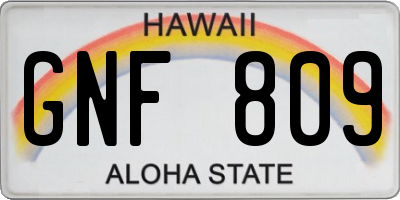 HI license plate GNF809