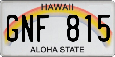HI license plate GNF815