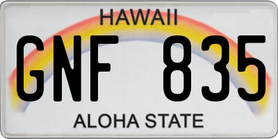HI license plate GNF835