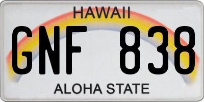 HI license plate GNF838