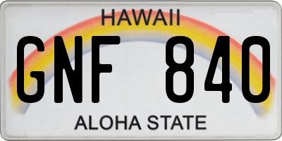 HI license plate GNF840