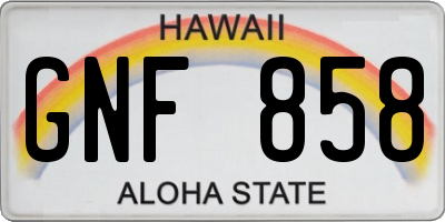 HI license plate GNF858
