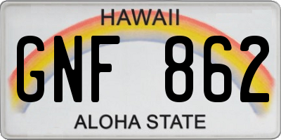 HI license plate GNF862
