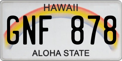 HI license plate GNF878