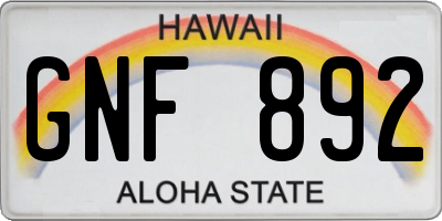 HI license plate GNF892