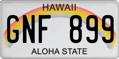 HI license plate GNF899
