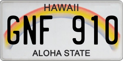 HI license plate GNF910