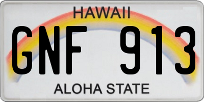 HI license plate GNF913