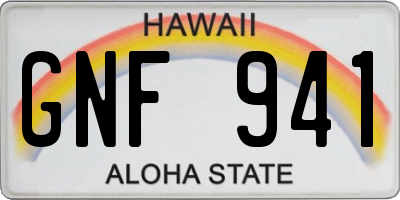 HI license plate GNF941