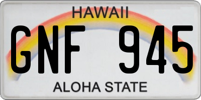 HI license plate GNF945