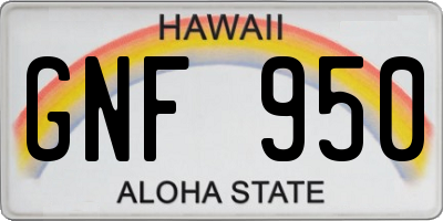HI license plate GNF950