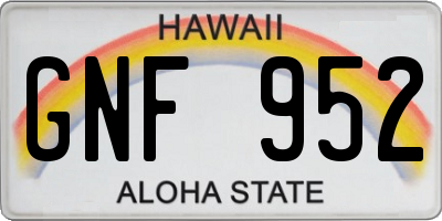 HI license plate GNF952