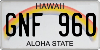HI license plate GNF960