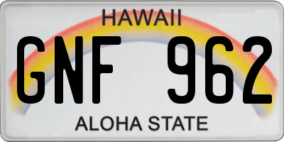 HI license plate GNF962