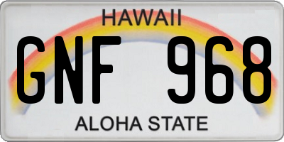 HI license plate GNF968