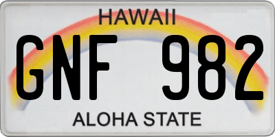 HI license plate GNF982