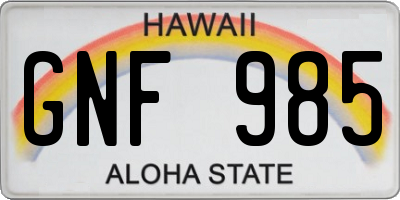 HI license plate GNF985