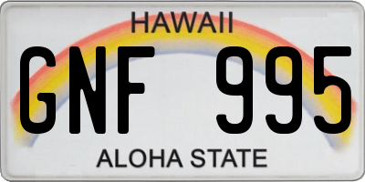 HI license plate GNF995