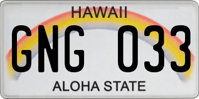 HI license plate GNG033