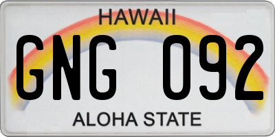 HI license plate GNG092