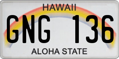 HI license plate GNG136